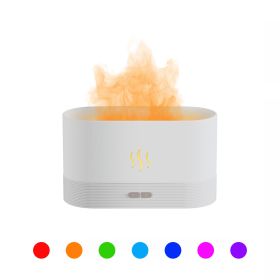 Upgraded Flame Diffuser DQ701A 180ml Aromatherapy Oil Diffuser Ultrasonic Cool Mist Diffuser with Waterless Auto Shut-Off Protection; 5 Color Flame Li (Color: White)